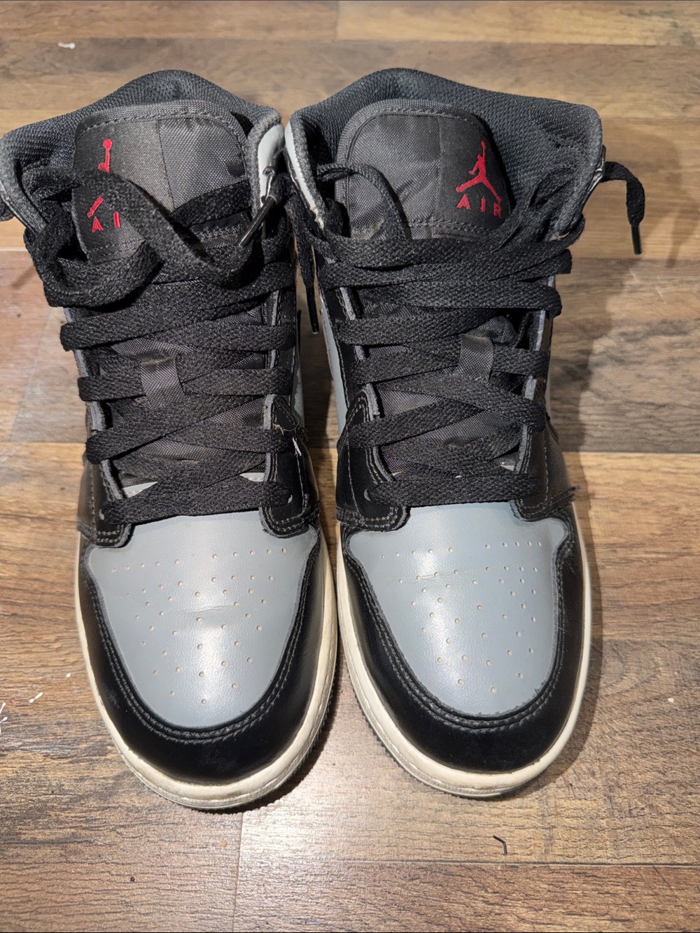 Jordan Kids' High-Top Sneakers - Black, Gray with Red Logo